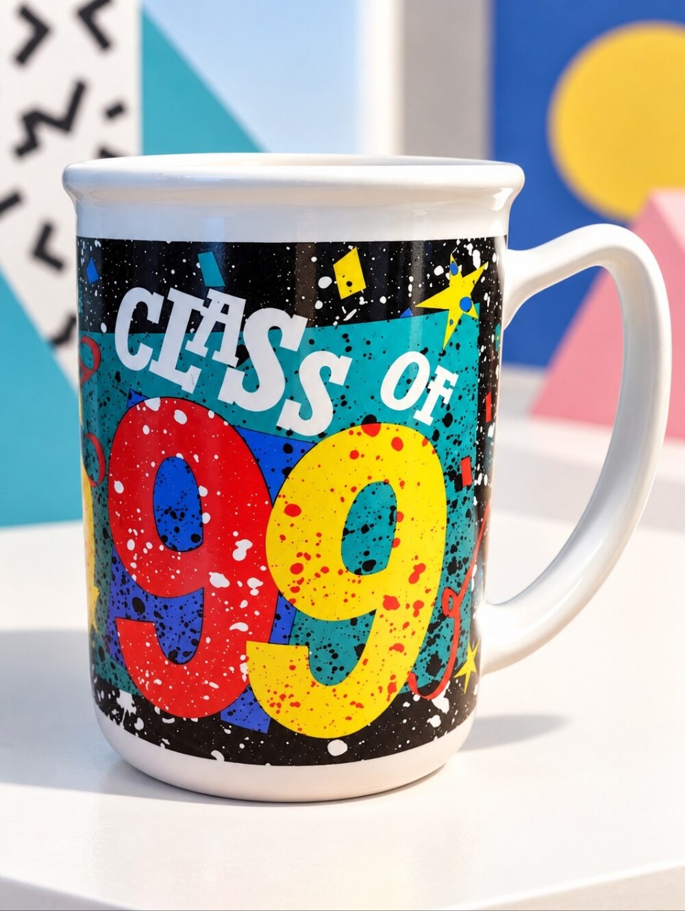 Carlton Cards Vintage 1999 Class of 99 Graduation 90s Splatter Mug 16oz